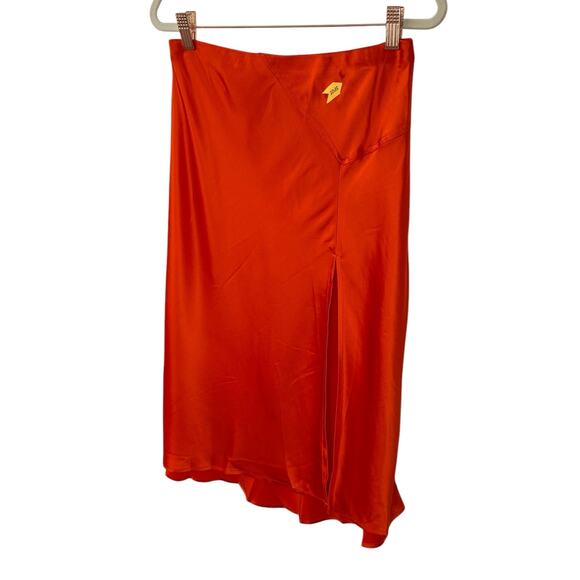 NONchalant Label Kiana Skirt Hi Low Satin Pull On Side Slit Orange Size Medium - Picture 4 of 10